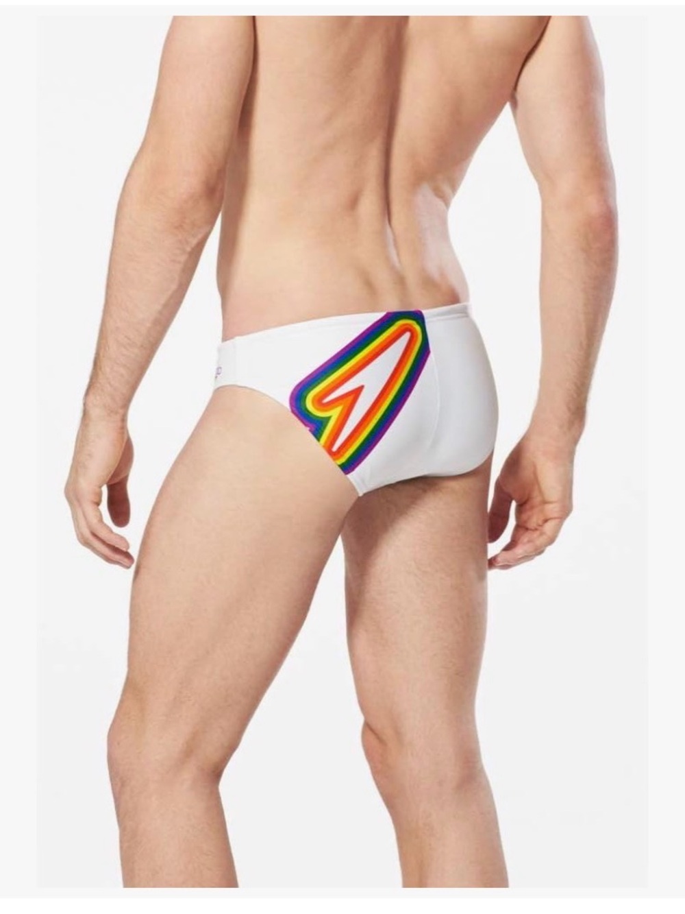 Speedo White Swim Brief with Purple Accent